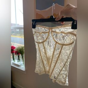 BEAUTIFUL creme colored lace corset top.